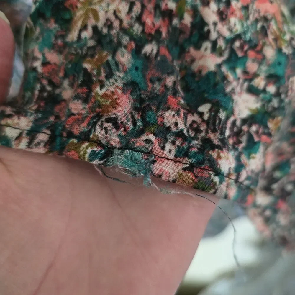 Nine West Floral Tiered Mini Dress Sleeveless V-Neck Pink Teal Black Women's Lrg